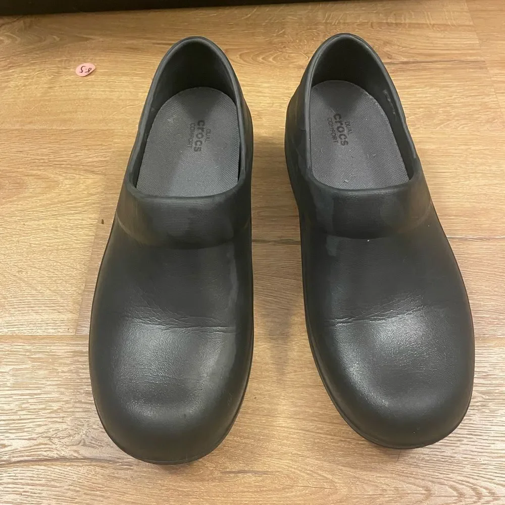 Crocs Dual Comfort Black Nursing Work Clogs Non-Slip Shoes Women's Size 9 - Picture 2 of 8